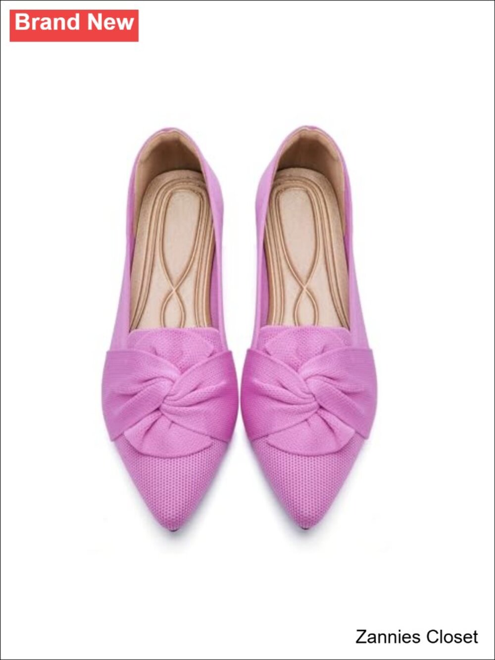 ✨ Pointed Toe Ballet Flats Knit Fabric Cushioned Slip-On Women's Shoes
